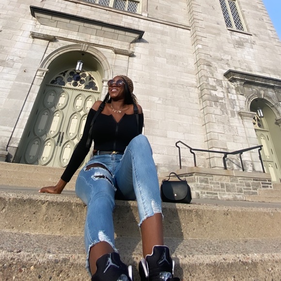 Stylish Revamped ripped jeans with net patchwork💜 - Picture 2 of 16